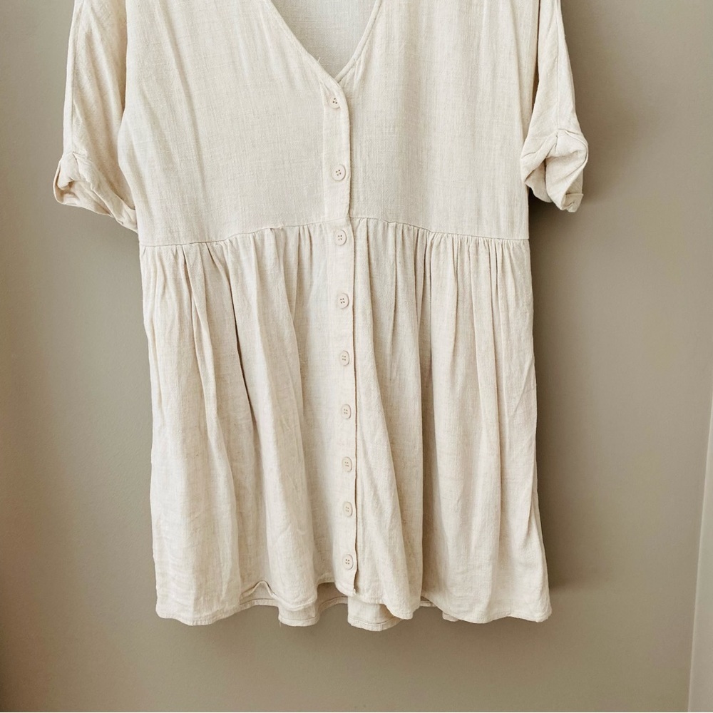 Urban Outfitters Button Up Short Sleeve Top Cream Sz Small - Picture 3 of 11